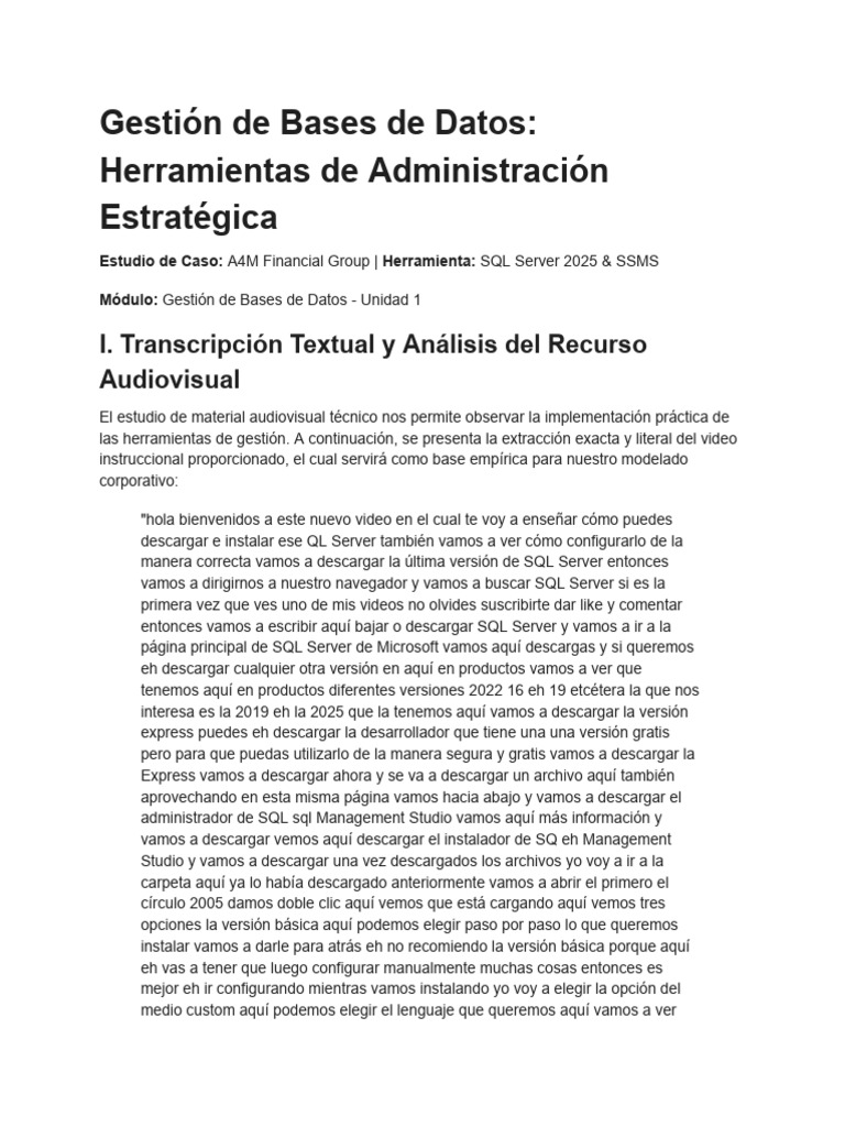 Analisis y Guia SQL Server 2025 | PDF | Servidor SQL de Microsoft ...
