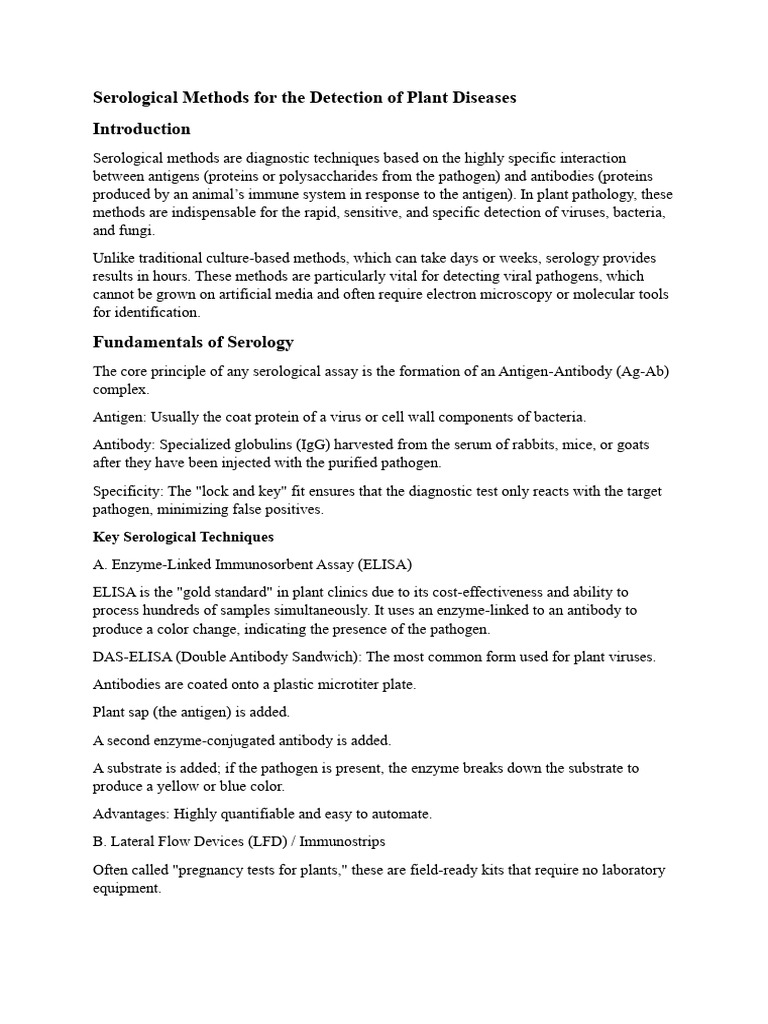 Serological Methods For The Detection of Plant Diseases | PDF ...