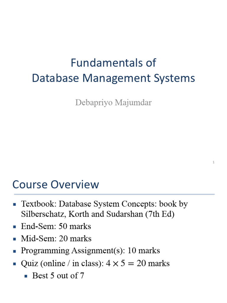 1.DBMSOverview | PDF | Databases | Relational Database