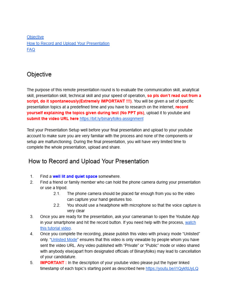 Remote Presentation and Upload Process | PDF
