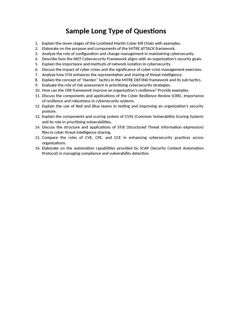 Sample Long Type of Questions | PDF