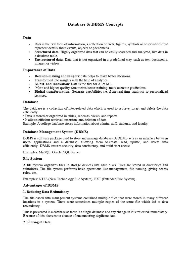 DB & DBMS Concepts | PDF