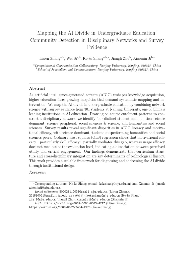 Mapping the AI Divide in Undergraduate Education_Zhang | PDF ...