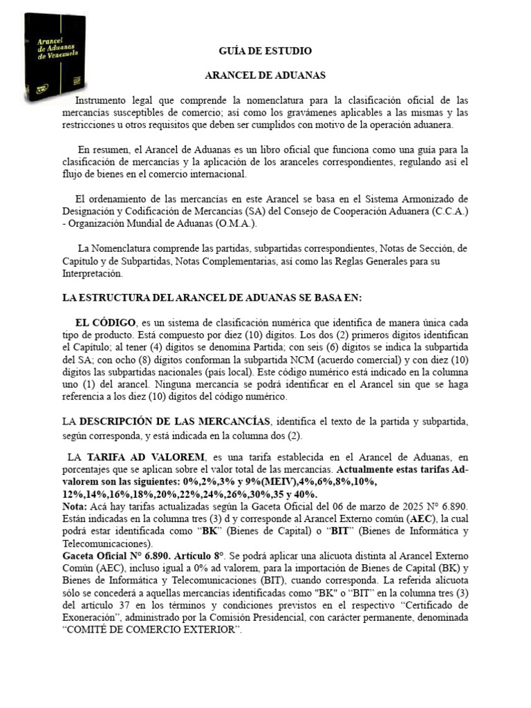 Guia Arancel de Aduanas 2026 | PDF | aduana | Arancel