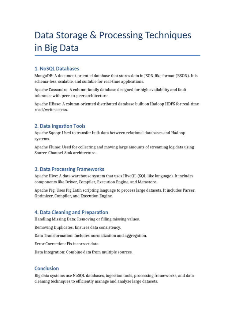 Big Data Storage Processing | PDF