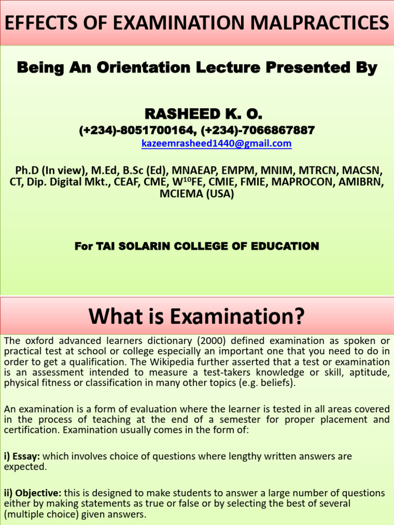 Examination Malpractices | PDF
