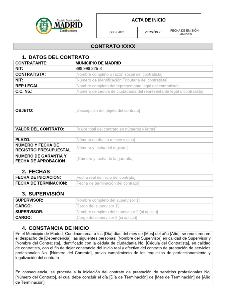 Gjc-f-005 Acta de Inicio | PDF
