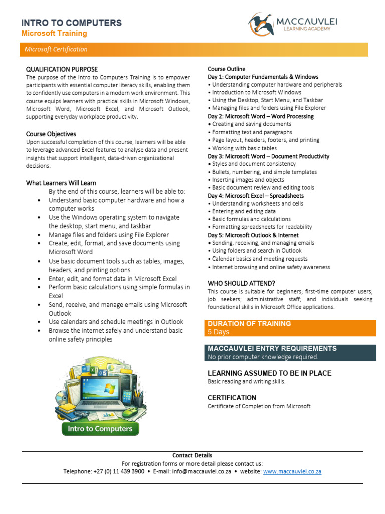 Intro to Computers | PDF | Microsoft Outlook | Microsoft Excel