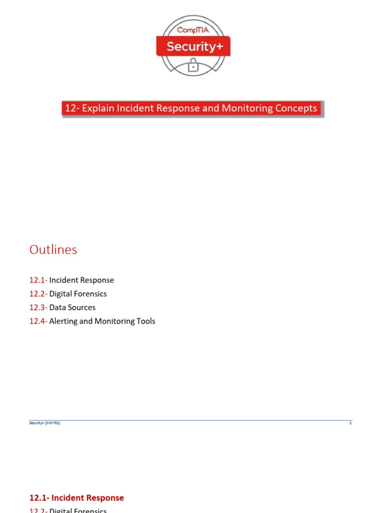 12- Explain Incident Response and Monitoring Concepts 1 (2) | PDF ...
