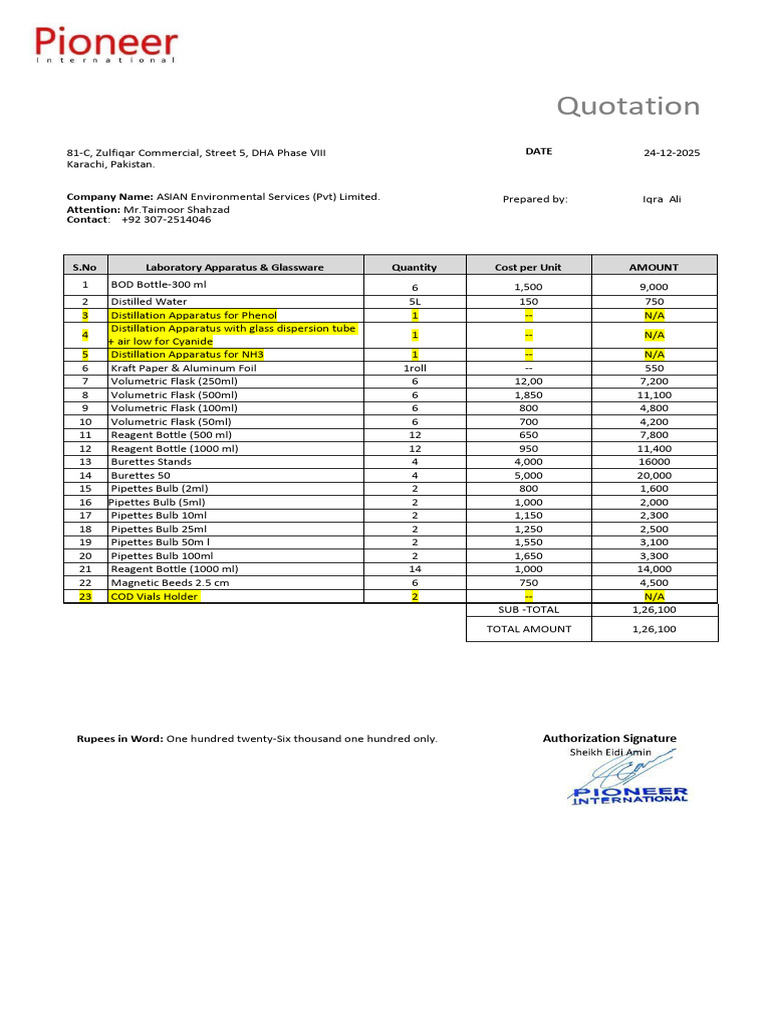 Asian Glassware Quotation | PDF | Laboratory Equipment