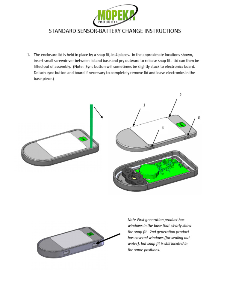 Battery Change Instructions Standard Sensor Rev A | PDF