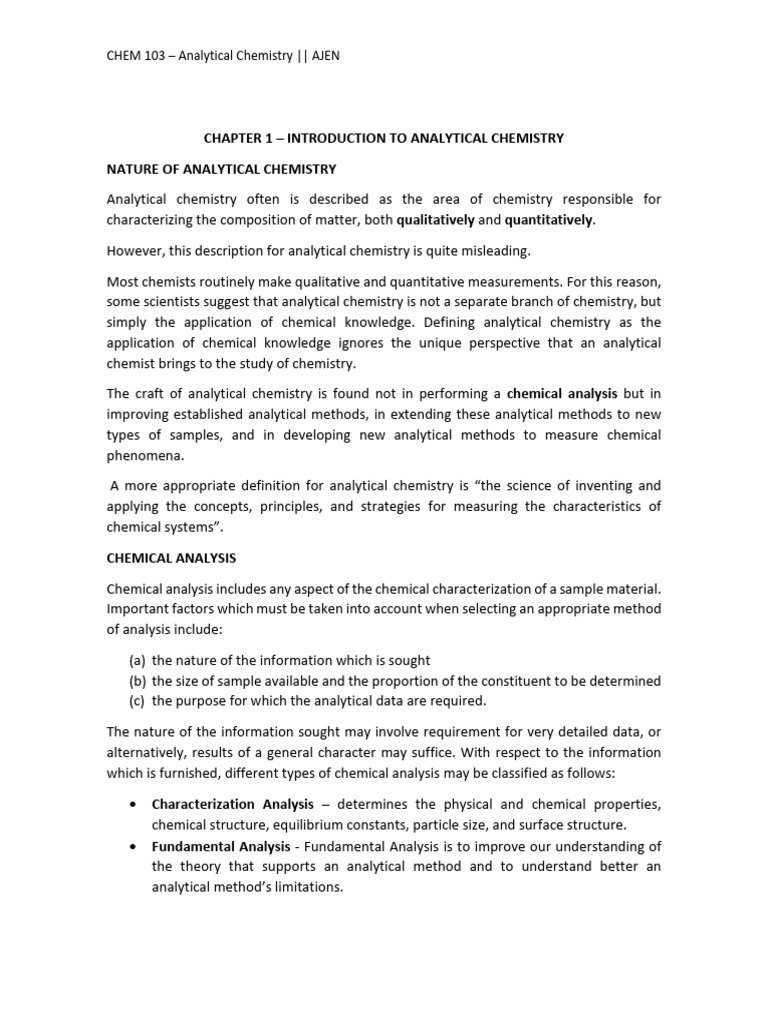 Introduction - Analytical Chemistry | PDF | Analytical Chemistry ...