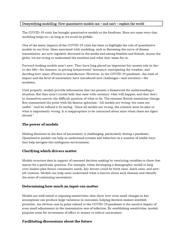 R4 Demystifying Modelling | PDF | Uncertainty | Decision Making