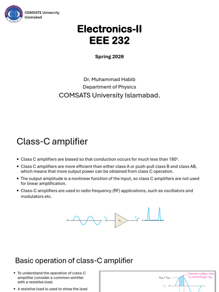 EEE 232- Lecture_Class C Amplifier-part I | PDF | Amplifier | Resonance