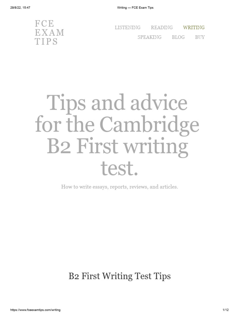 Writing — FCE Exam Tips | PDF | Subject (Grammar) | Linguistics