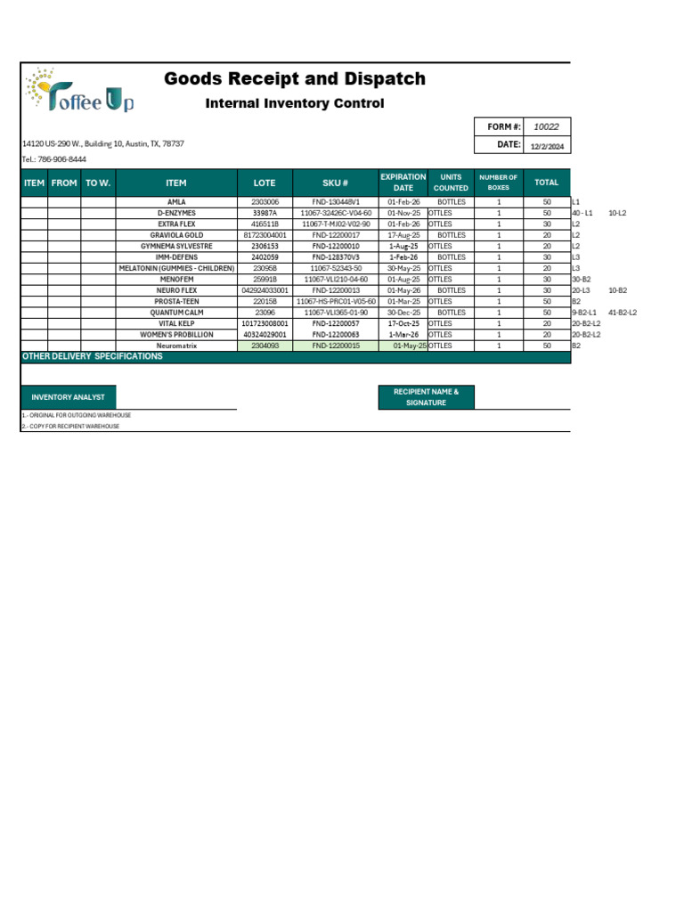 Goods Receipt or Dispatch Inventory Toffee Rev3 | PDF | Supply Chain ...