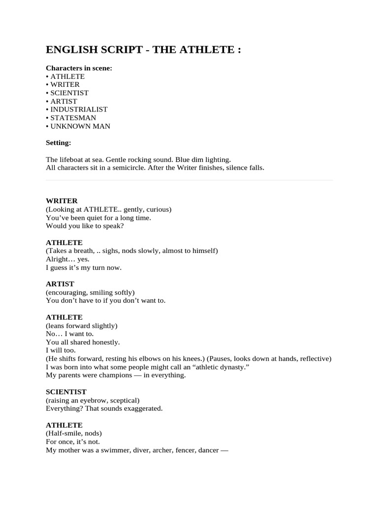 The Athlete - English Script | PDF