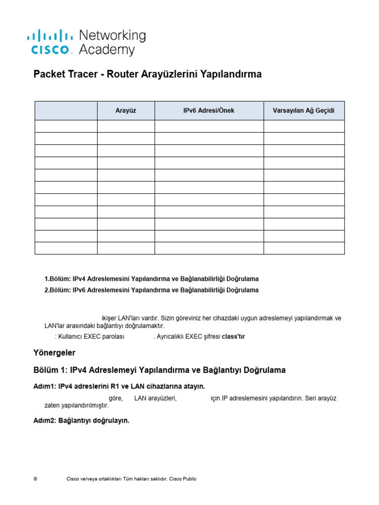 1.4.7 Packet Tracer Configure Router Interfaces Tr TR | PDF