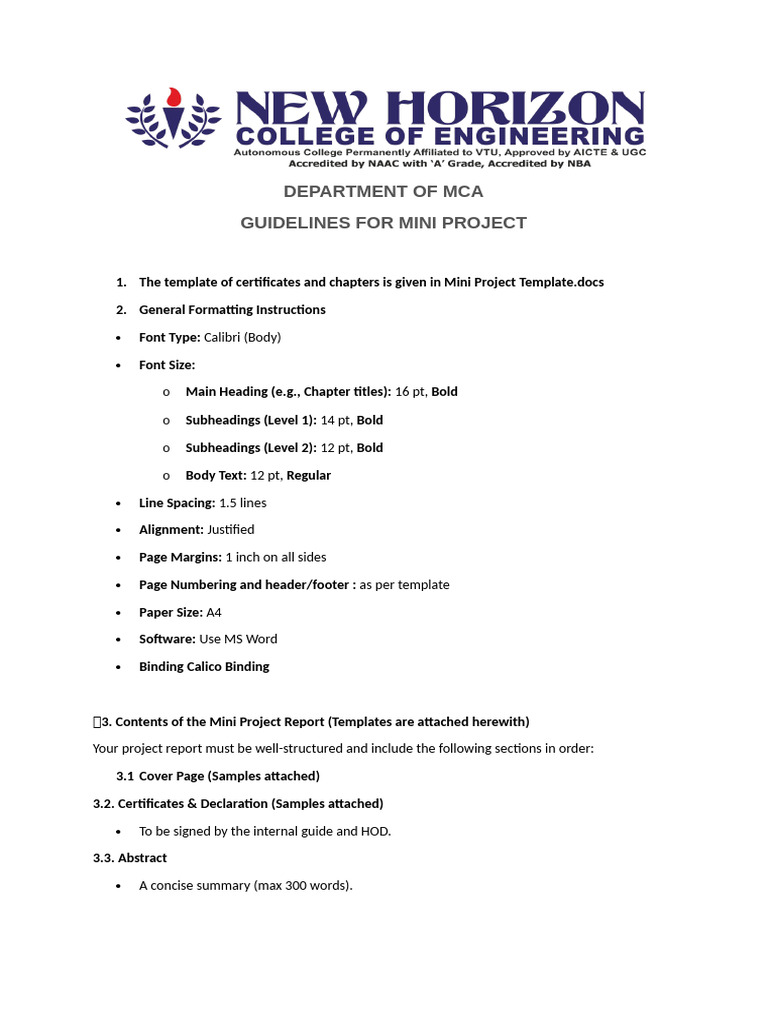 Guidelines for Mini Project | PDF