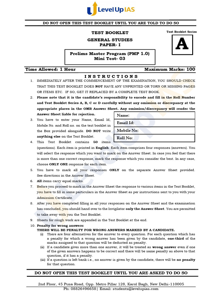 PMP 10 Mini Test -03 Question Paper Updatedpdf | PDF | Pardon | Public Law