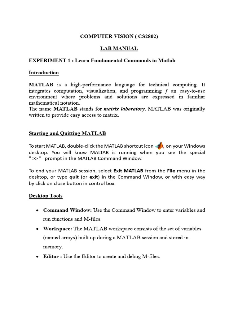 Cv Lab Manual | PDF | Matrix (Mathematics) | Computer Vision