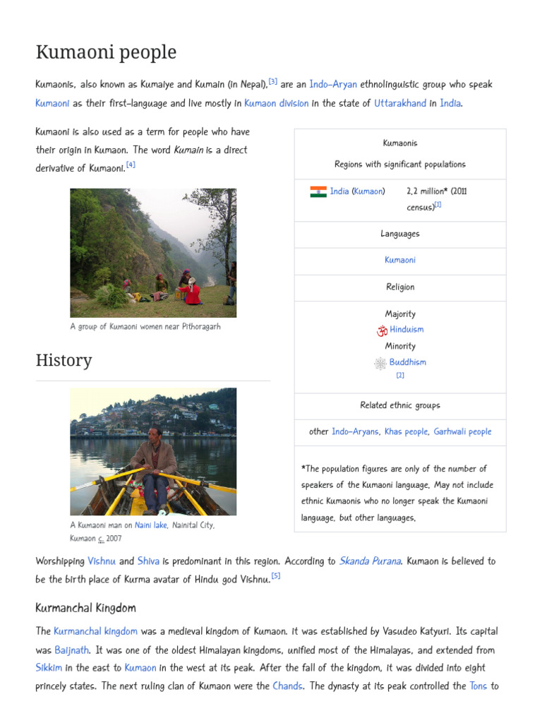 Kumaoni People - Wikipedia | PDF