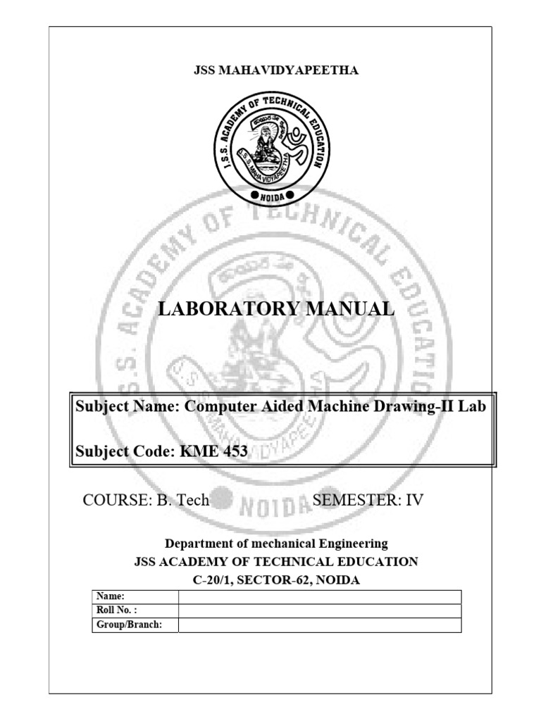 Computer Aided Machine Drawing Lab-II Manual | PDF | Engineering ...