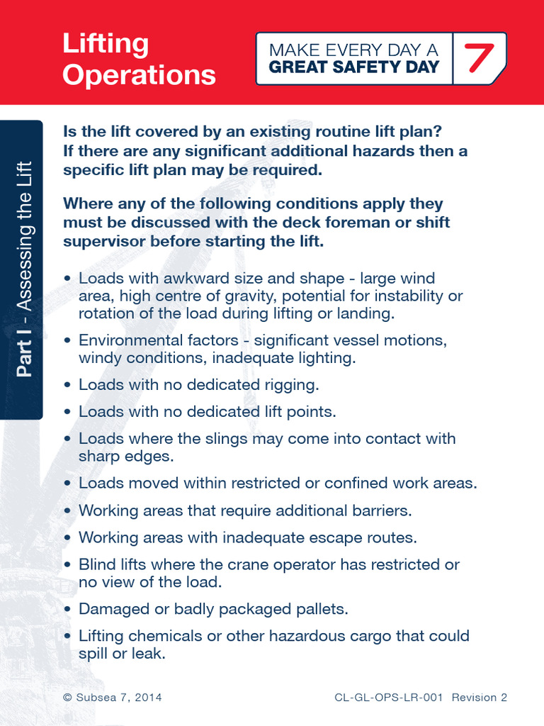 CL-GL-OPS-LR-001 _ Lifting Operations Pocket Card | PDF | Crane ...