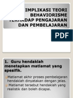 Implikasi Teori Behaviorisme Terhadap Pengajaran Dan Pembelajaran