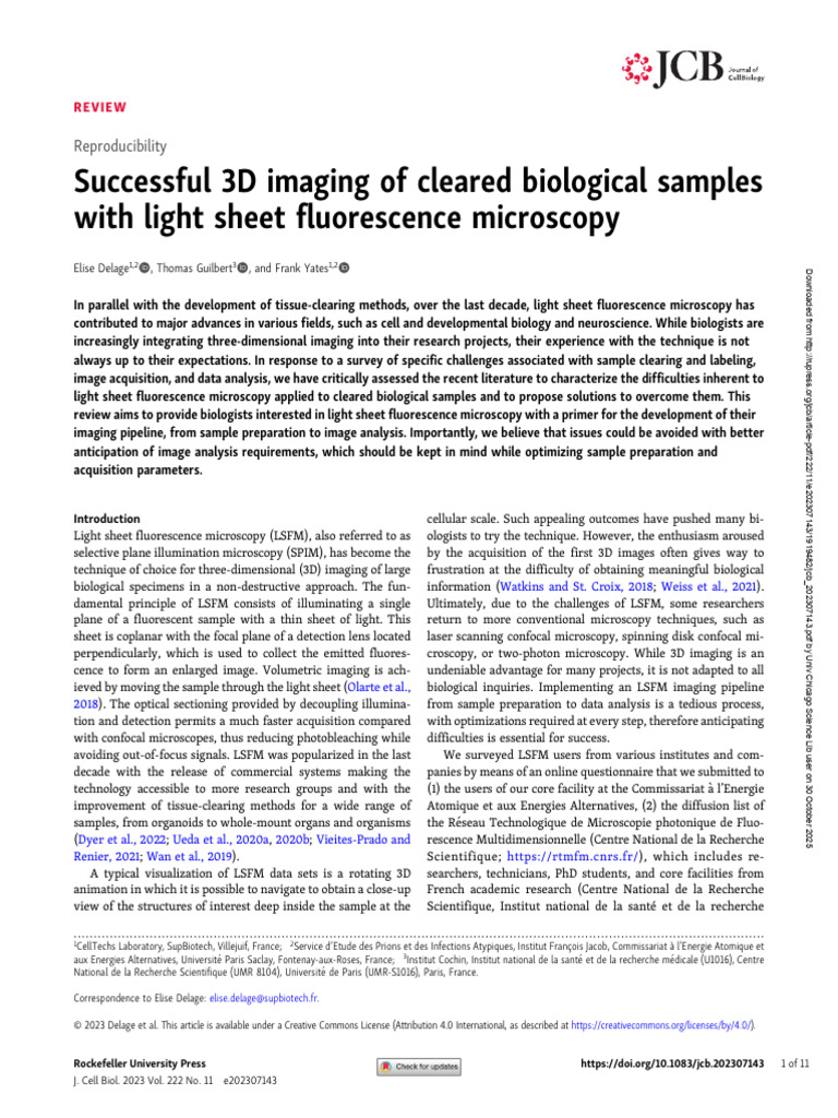 Jcb Light Sheet | PDF | Microscopy | Scientific Techniques