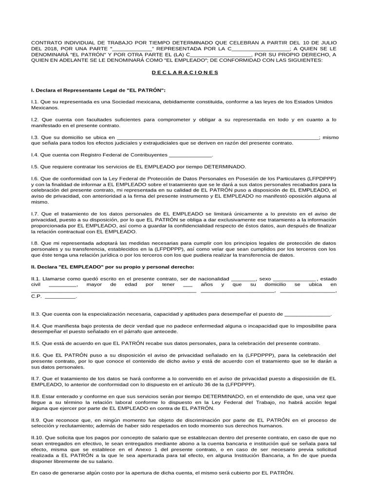 Modelo Cit Determinado | PDF | Salario | Privacidad de la información