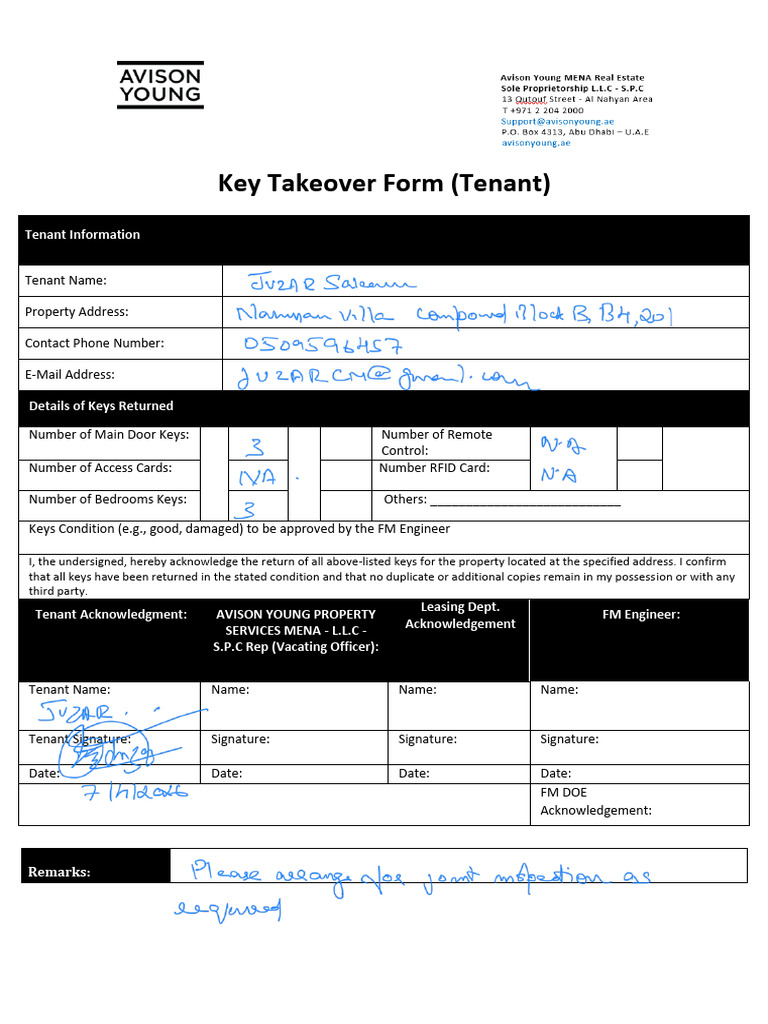 Key Takeover Form-NEW (1) | PDF