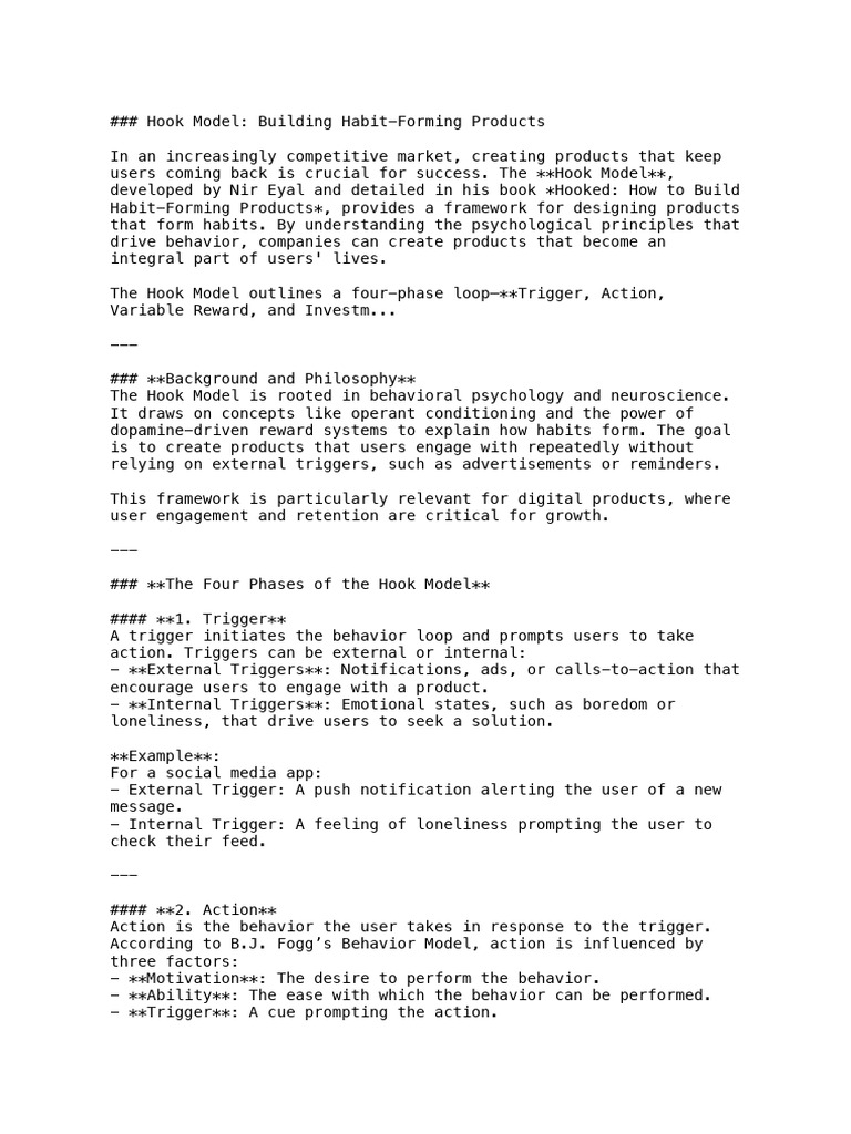 Hook Model Explanation | PDF | Habits | Motivation