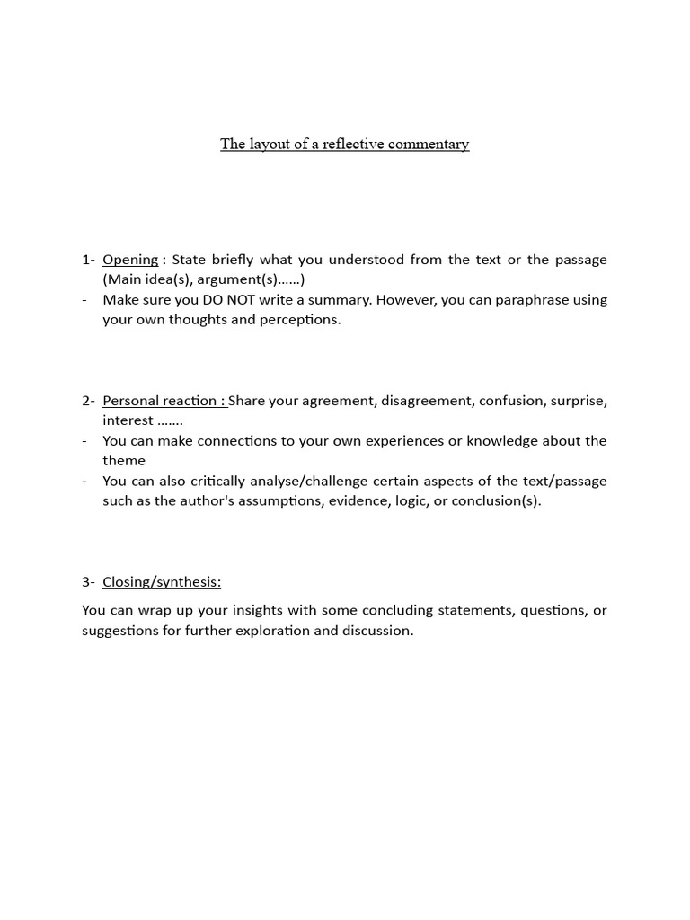 A Reflective Commentary Layout (1) | PDF