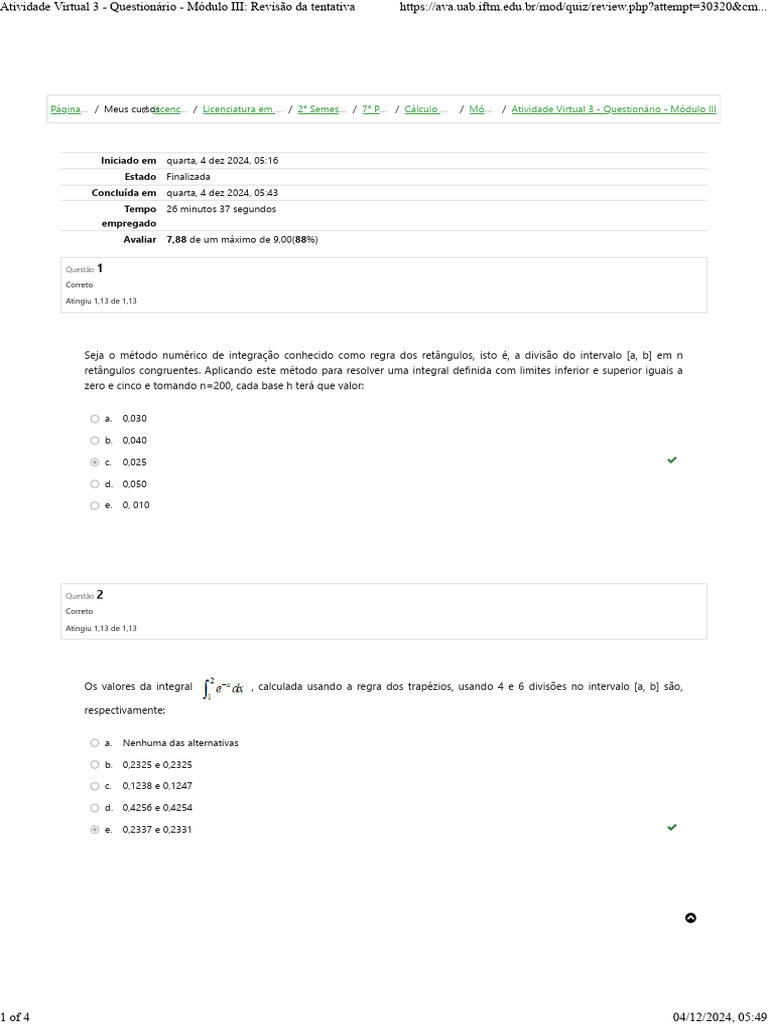 Atividade Virtual 3 - Questionário - Módulo III_ Revisão Da Tentativa ...