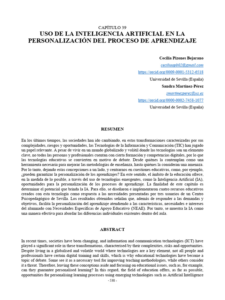 Uso de La Inteligencia Artificial en La Personalización Del Proceso de ...