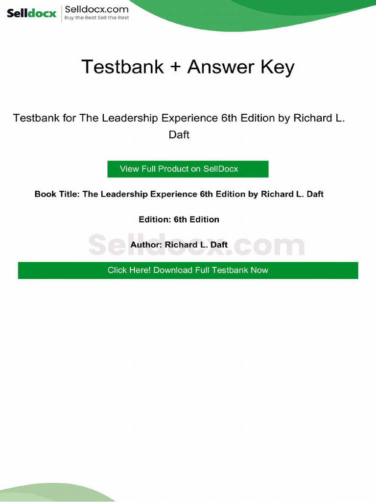 Solution Manual For The Leadership Experience 6th Edition by Richard L ...