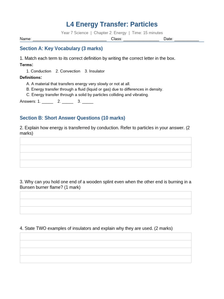 L04 Energy Transfer Worksheet | PDF