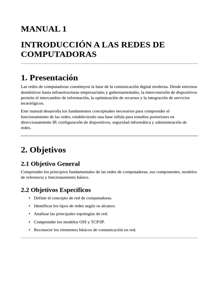 Manual 1 Introducción A Las Redes de Computadoras | PDF | Red de ...