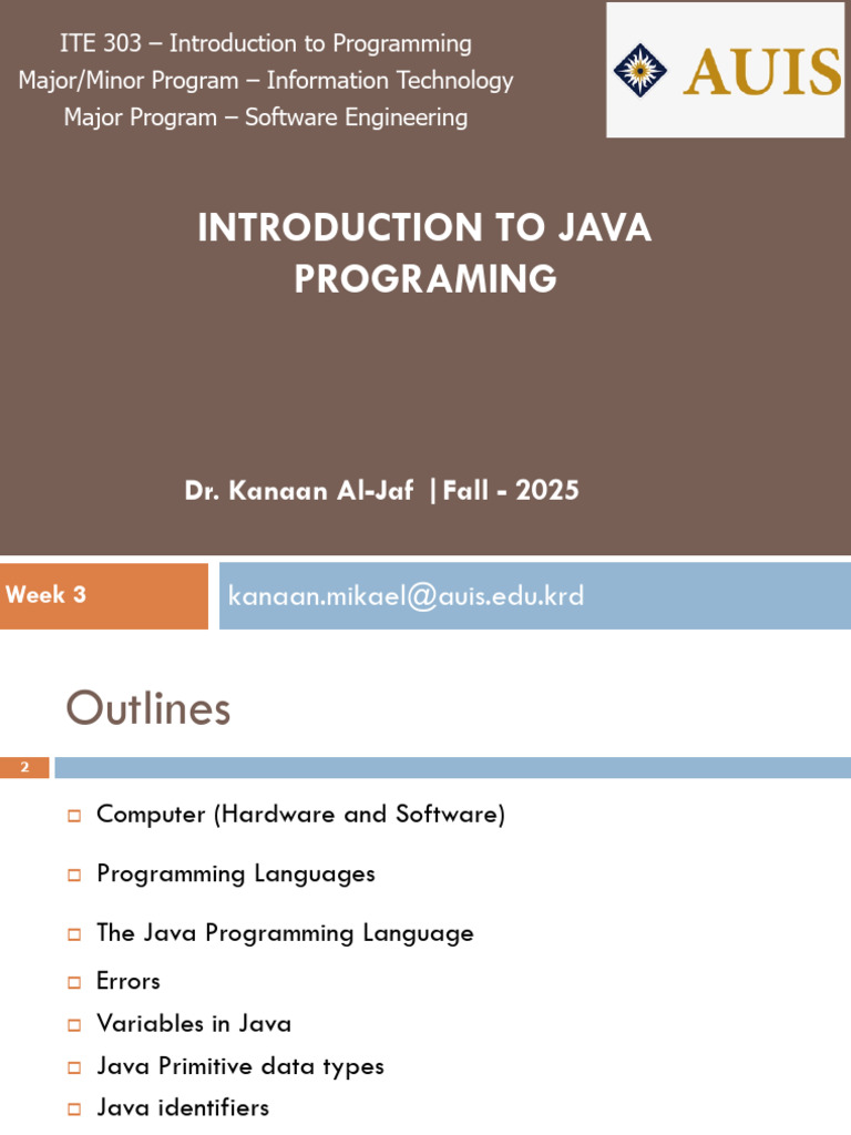 ITE 303 - Week 3 - Introduction to Java Programming 2 | PDF | Data Type ...