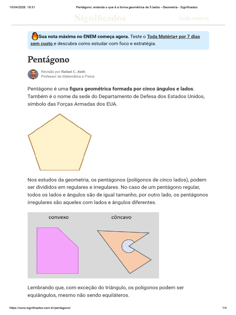 Pentágono_ entenda o que é a forma geométrica de 5 lados - Geometria ...