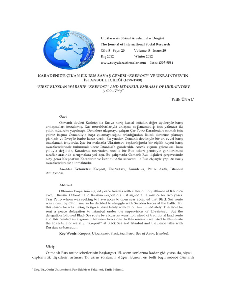 Karadeniz e Cikan Ilk Rus Savas Gemisi k | PDF