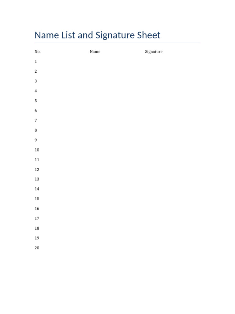 Name Signature Sheet | PDF