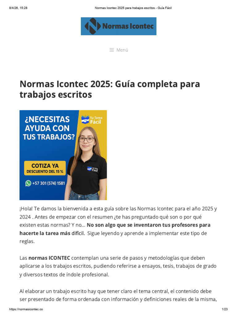 Normas Icontec 2025 para Trabajos Escritos - Guía Fácil | PDF | Caso de ...