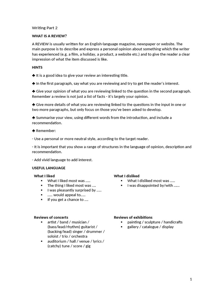 Writing Part 2 Structures | PDF
