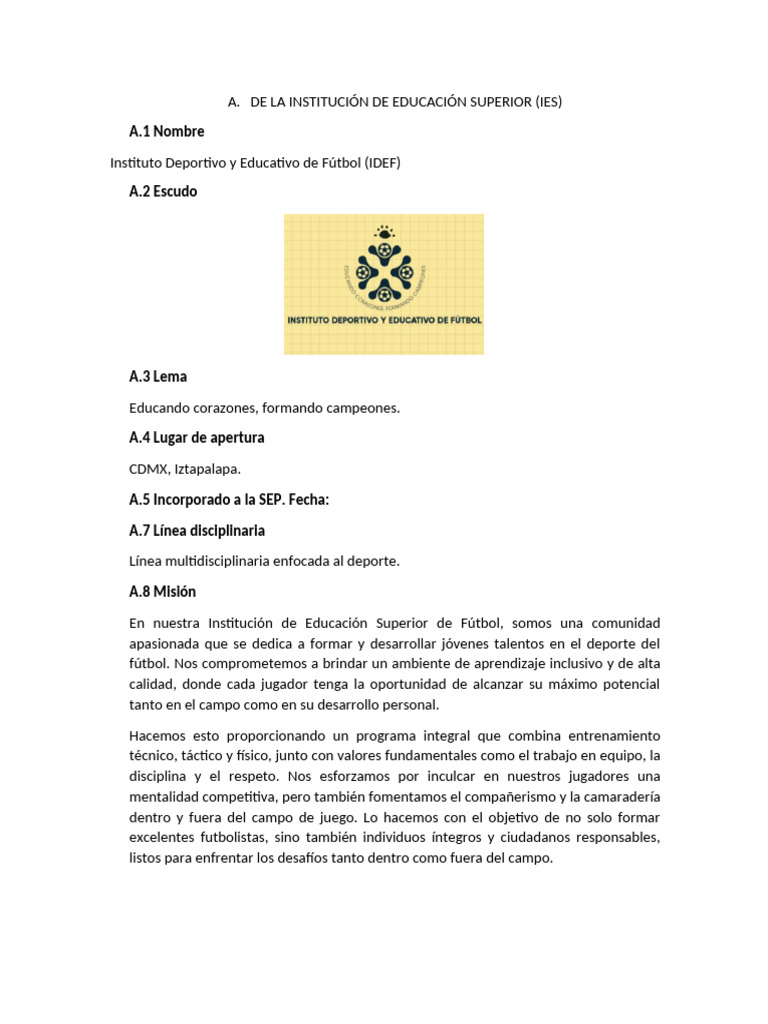 De La Institución de Educación Superior | PDF | Plan de estudios | Deportes