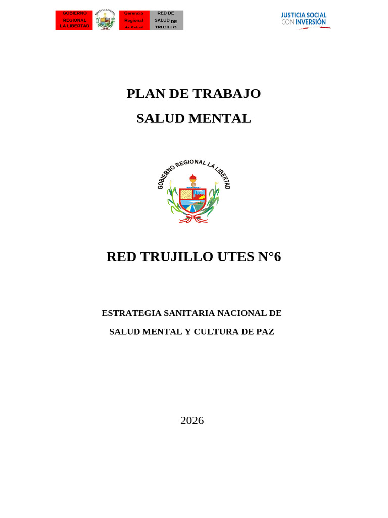 Plan Anual de Trabajo de Salud Mental 2026 | PDF | Salud mental ...