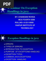 A Seminar On Exception Handlings in Java