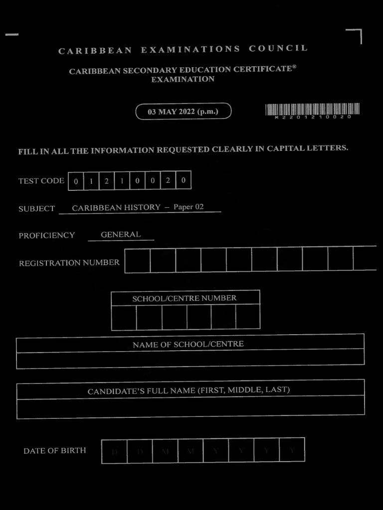 CSEC Caribbean History June 2022 Paper 2-Inverted | PDF