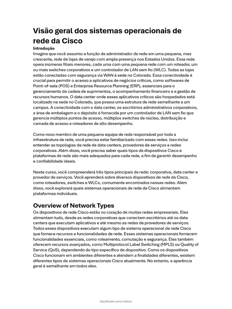 1- Overview of Cisco Network Operating Systems | PDF | Rede de ...